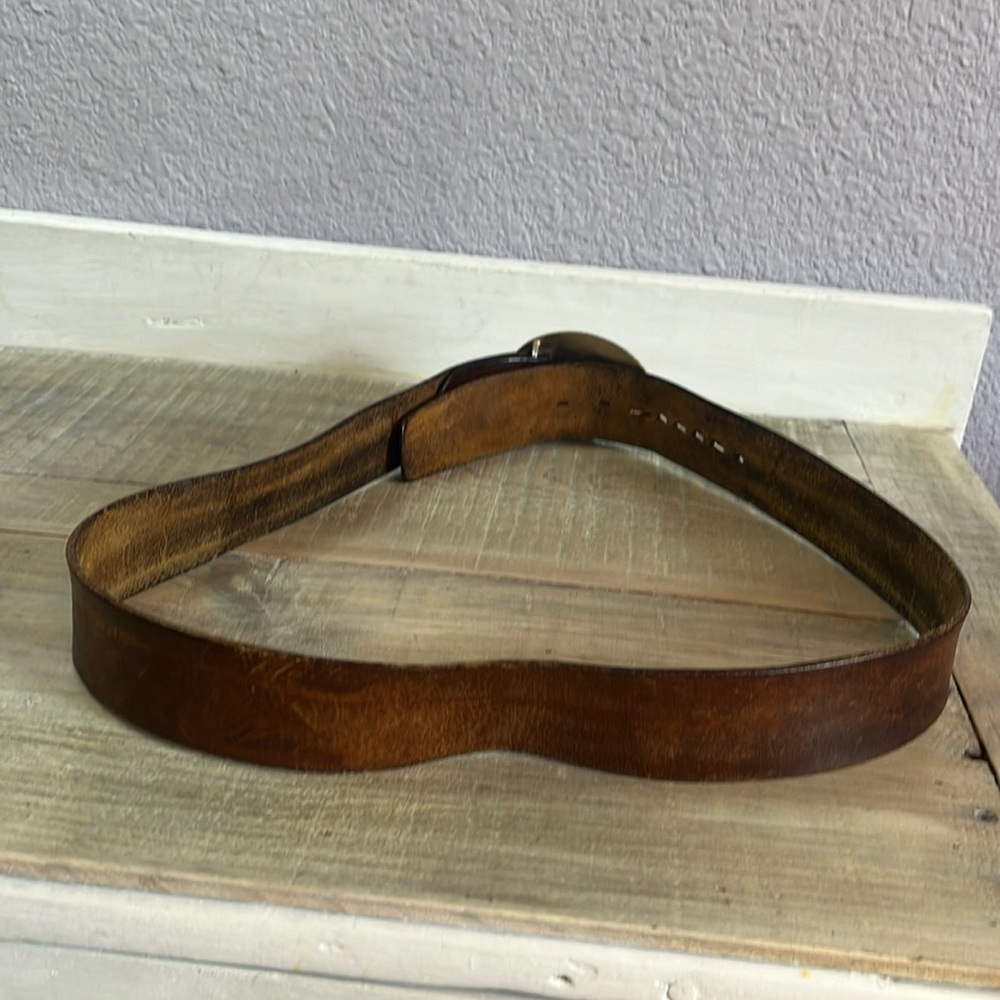 Conoco Buckle Branded Solid Brass With Leather Be… - image 3